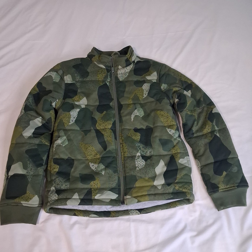Tea Collection Jacket Youth Size XL‎ 12-14 Quilted  Green Camouflage Fall Spring